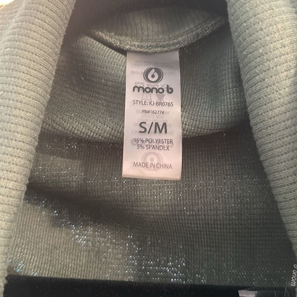 Mono B Olive Green Open‎ Front Cardigan Sweater S/M - Picture 4 of 7